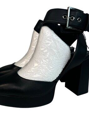DKNY Women's Faux Leather Block Heels Briella Platform Ankle Pump Shoes Size 7